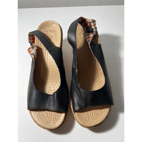 Black and Tan Slingback Sandals with Open Toe Design - Picture 1 of 7